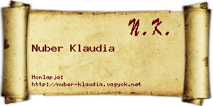 Nuber Klaudia névjegykártya
